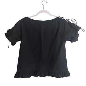 J. Crew Mercantile Short Lace Up Sleeve Ruffled Top- size XXS